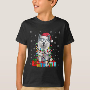 T-shirt Samoyed Chien Moins moche Noël Éclairage Santa Cha