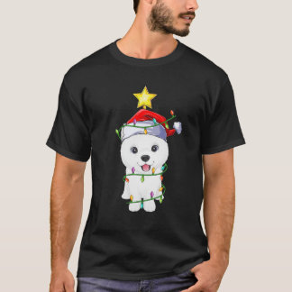 T-shirt Samoyed Chien Xmas Éclairage Arbre Correspondant S