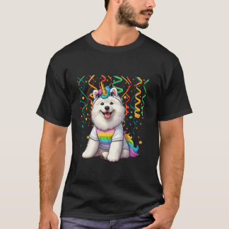T-shirt Samoyed Cosplay Coloful Unicorn Birthday Kids Todd