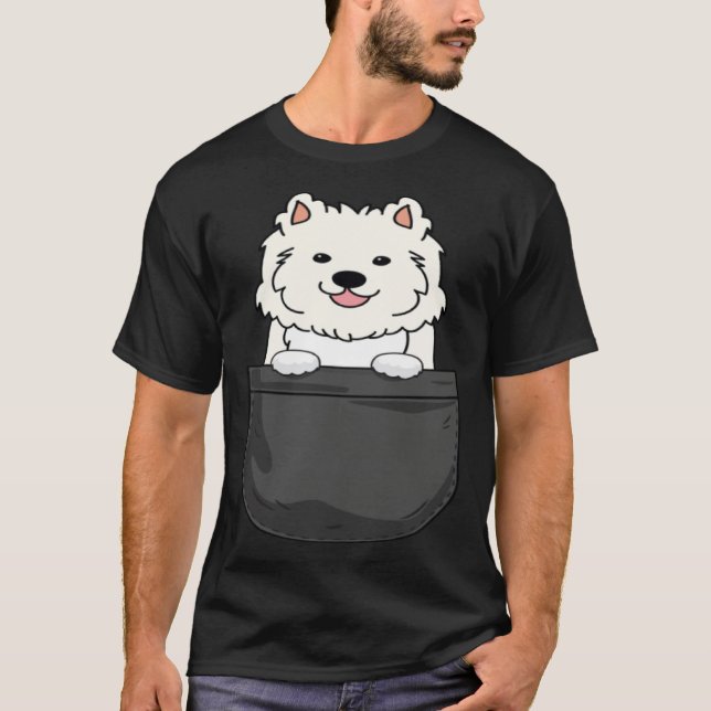 T-shirt Samoyed in pocket  cute mom dad dog (Devant)