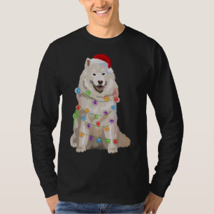 T-shirt Samoyed Noël Lumières Noël Amoureux des chiens Noë