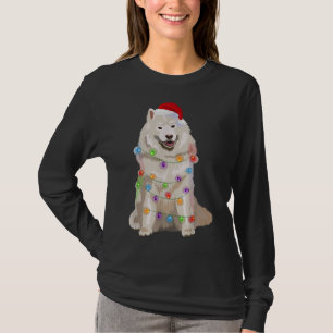T-shirt Samoyed Noël Lumières Noël Amoureux des chiens Noë