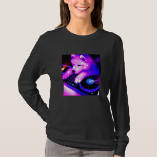 T-shirt Samoyed Vaporwave DJ Chien  Esthétique Femmes Garç