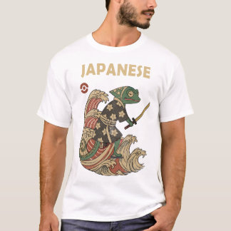 T-shirt Samurai Chameleon Riding the Wave – Vintage 