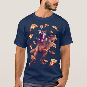 T-shirt Samurai Chat équitation T Rex Manger Pizza Dino Di