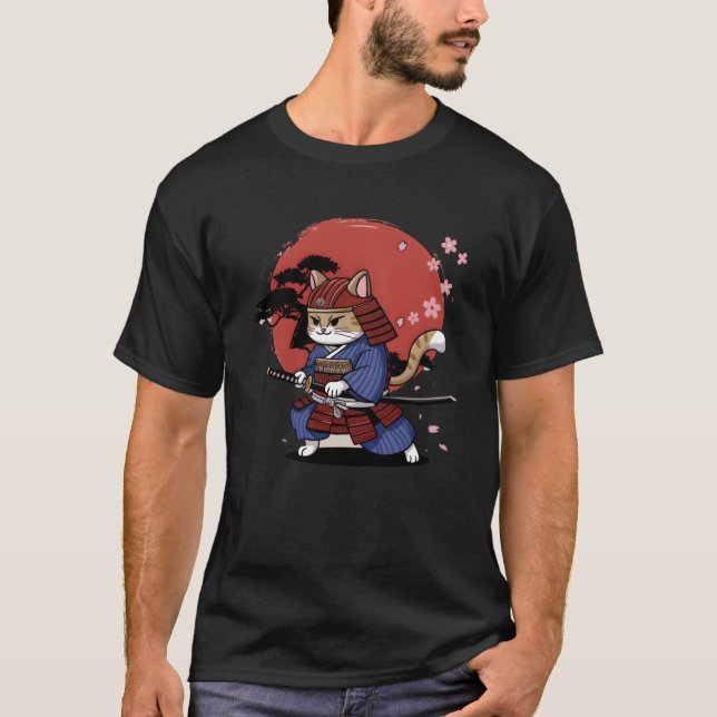 T-shirt Samurai Chat fille guerrière (Devant)
