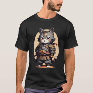 T-shirt Samurai Chat Japonais Dessin Chat Drôle Art Chat