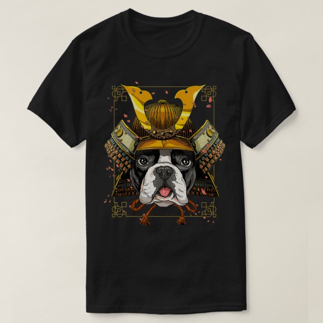 T-shirt Samurai Français Chien Chien Guerrier Samurai Amat (Design devant)