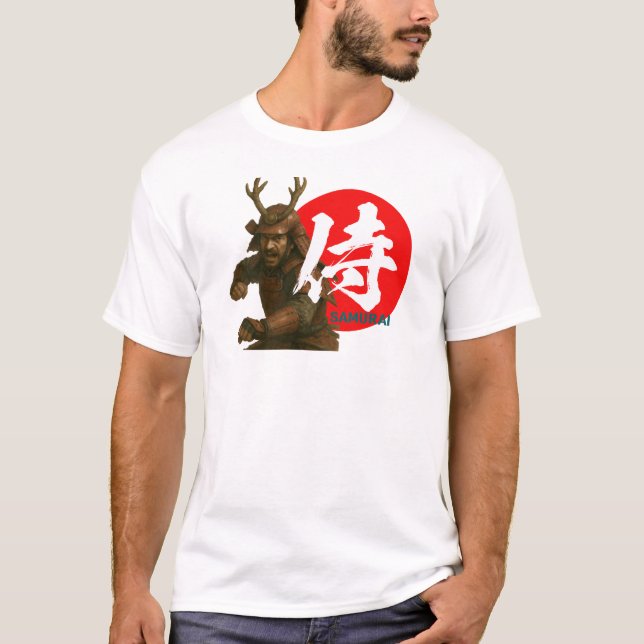 T-shirt Samurai Guerrier avec Soleil Levant et Kanji (Devant)