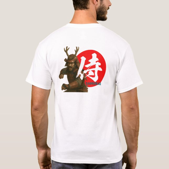 T-shirt Samurai Guerrier avec Soleil Levant et Kanji (Dos)