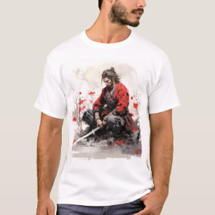 T-shirt Samurai Guerrier Crouching avec l'épée tiré T-shir