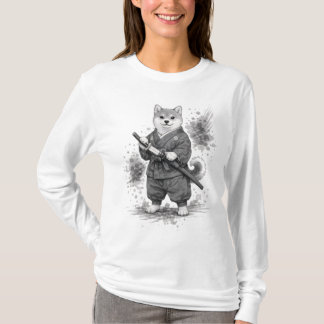 T-shirt 【Samurai Husky Ink Art Long Sleeve】