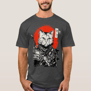 T-shirt Samurai Japonais Chat Bushido Guerrier, épée Katan