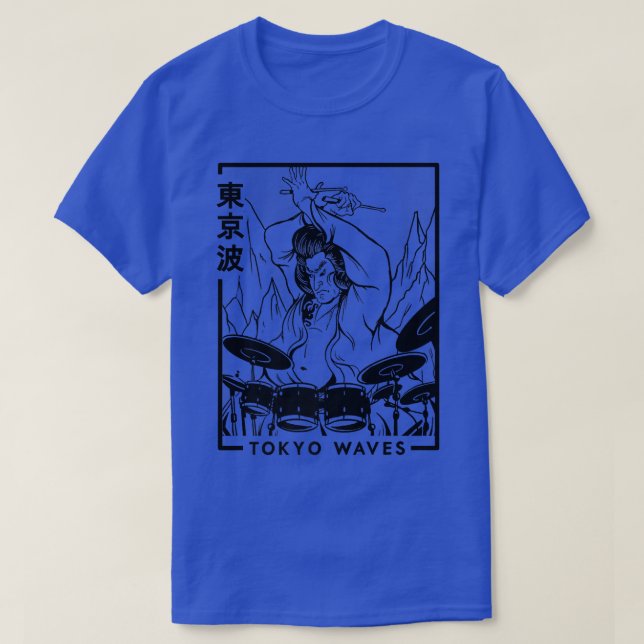 T-shirt Samurai Jouer des tambours Futurisme japonais Art  (Design devant)
