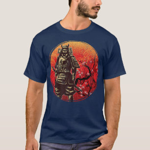T-shirt Samurai Sakura Japonais Culture Guerrier Retro Sun