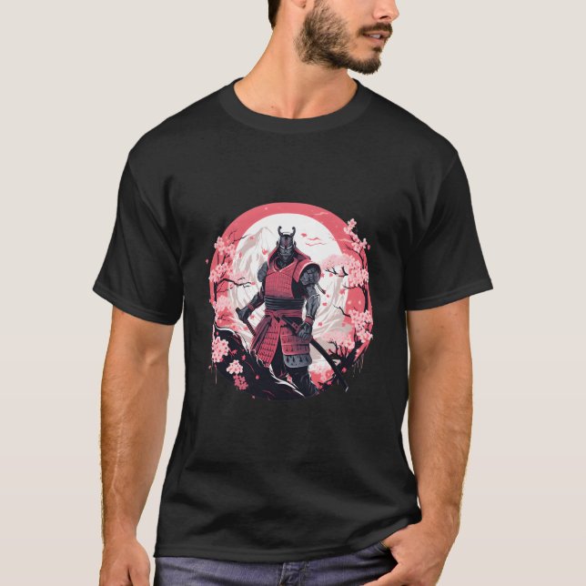 T-shirt Samurai Stylisé Illustration Armor Cerisier Blosso (Devant)