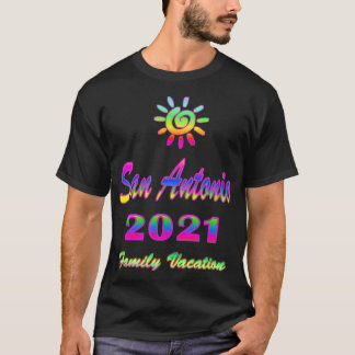 T-shirt San Antonio Family Vacation 2021 Spiral Sun Rainbo
