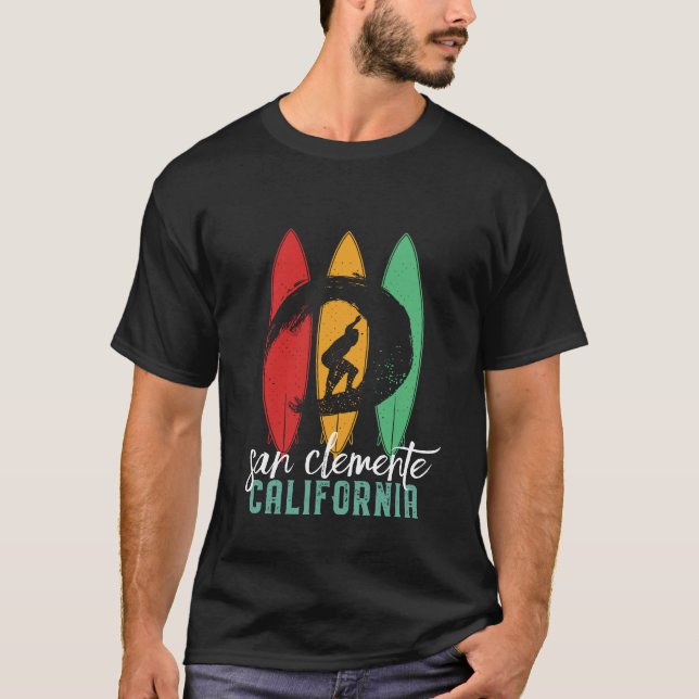 T-shirt San Clemente Beach California Retro Surfing (Devant)