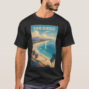 T-shirt San Diego California Skyline Travel Art Vintage