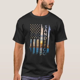 T-shirt San Diego California Sunset Drapeau américain P