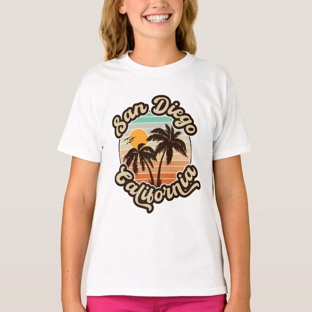 T-shirt San Diego California Sunset Palm Trees Souvenirs (Devant)