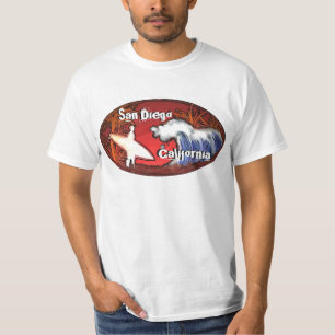 T-shirt San Diego California surf art vagues valeur tee
