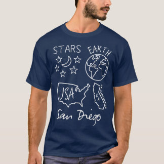 T-shirt San Diego Stars Earth USA Californie White Text an