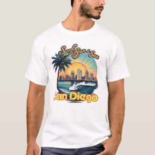 T-shirt San Diego, "Surf, soleil et mer"