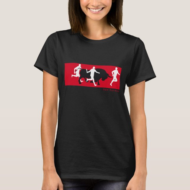 T-shirt San Fermin, Pamplona : courant avec les taureaux, (Devant)
