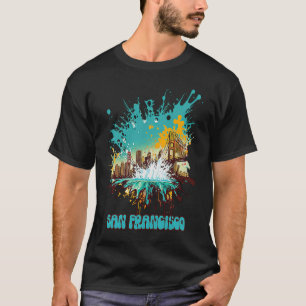 T-shirt San Francisco Abstrait Splatter Paint Glow