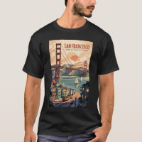 San Francisco California Skyline Travel Art Retro