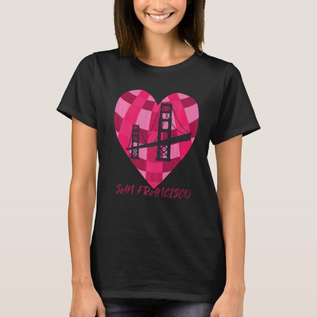 T-shirt San Francisco Heart Golden Gate Bridge Amour Calif (Devant)