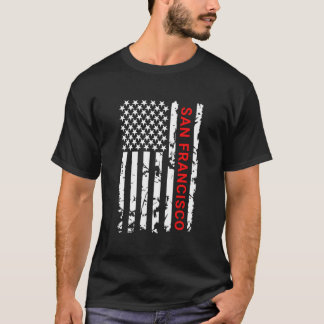 T-shirt San Francisco Usa Black White Flag