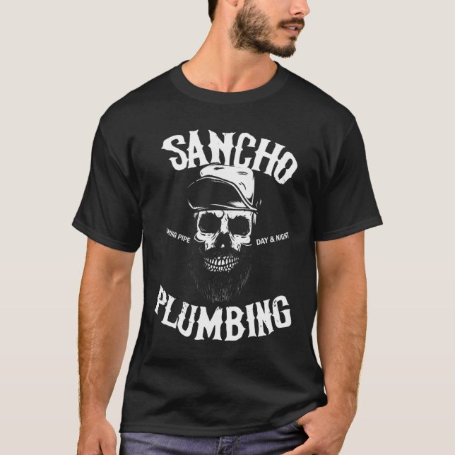 T-shirt Sancho Laying Pipe Jour Et Nuit Plumer Crâne (Devant)