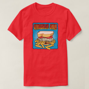 T-shirt Sandwich à style de Pittsburgh sur le bleu