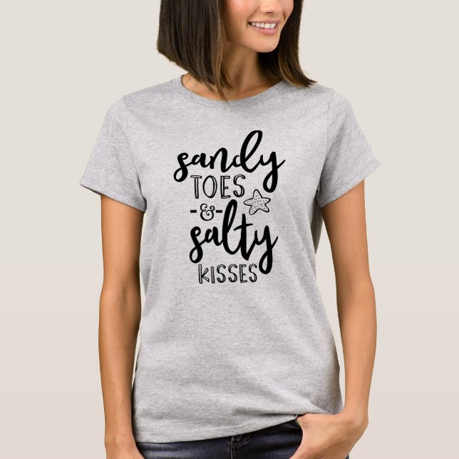 T-shirt Sandy Toes & Salty Kisses Plage Vacances (Devant)