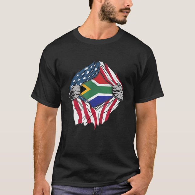 T-shirt Sang Africain en moi Chemise Afrique du Sud Drapea (Devant)
