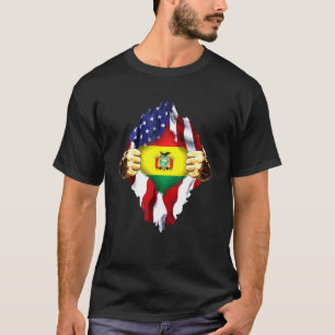 T-shirt Sang bolivien en moi Bolivie Drapeau américain