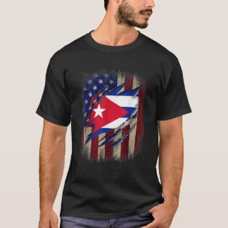 T-shirt Sang cubain à l'intérieur d'American Cuba Drapeau 