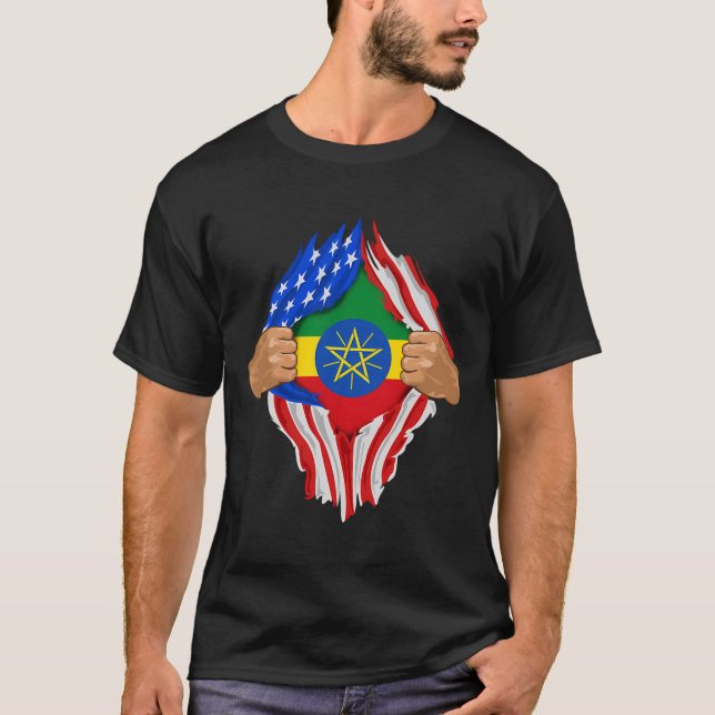 T-shirt Sang éthiopien en moi Éthiopie Drapeau cadeau (Devant)