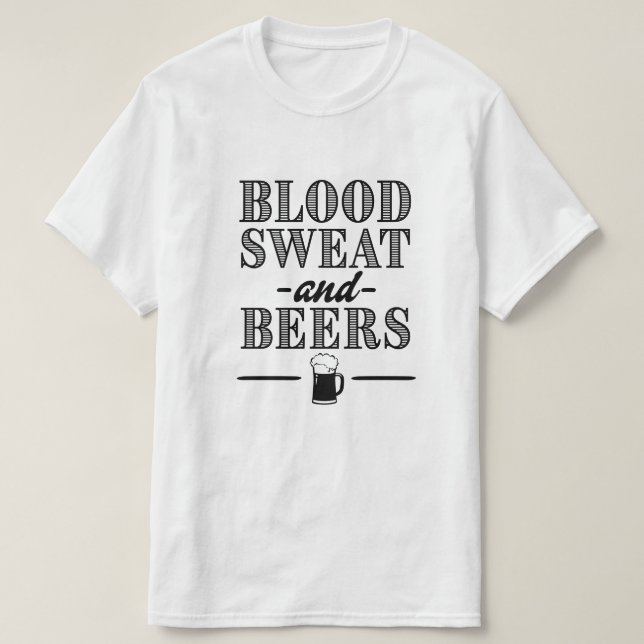 T-shirt Sang la chemise des hommes drôles sué et de bières (Design devant)