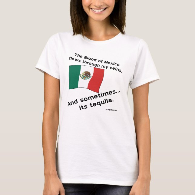 T-shirt Sang Le Mexique Traverse Les Veines Parfois Tequil (Devant)
