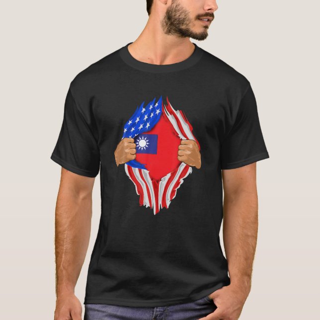 T-shirt Sang Taïwanais En Moi T Chemise Taïwan Drapeau Cad (Devant)