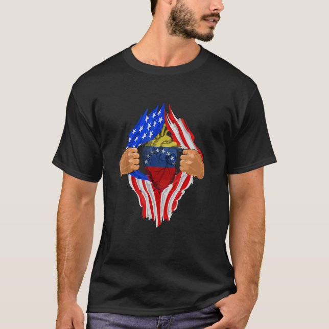 T-shirt Sang vénézuélien en moi Venezuela Amérique Coeur (Devant)