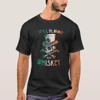 T-shirt Sanguinité non Whiskey T Irish Skeleton Biker Vin