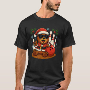 T-shirt Santa Bear Bowling Noël Drôle de Fêtes M