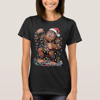 T-shirt Santa Bigfoot Christmas Lights Sasquatch