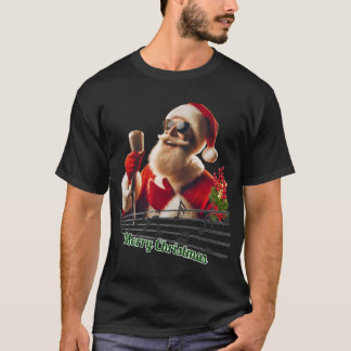 T-shirt Santa Cantante Rock and Roll