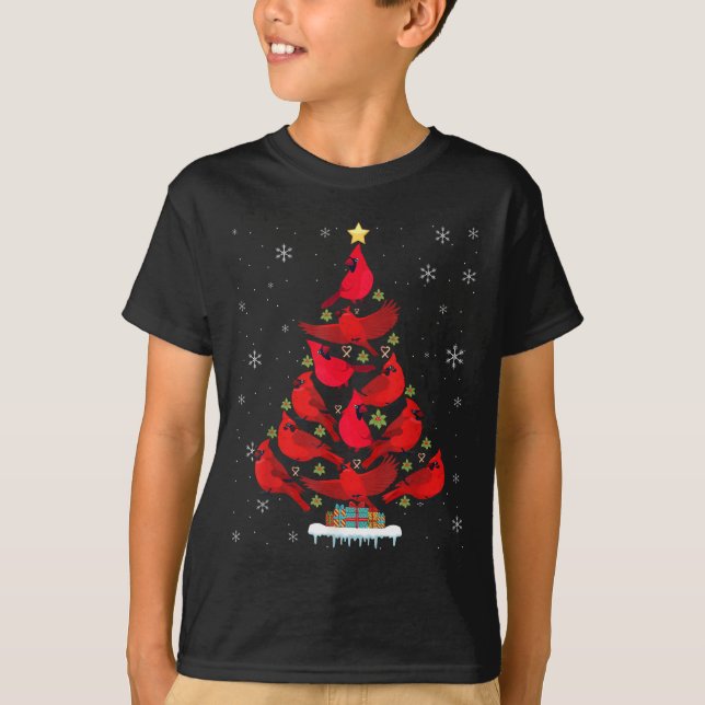 T-shirt Santa Cardinal Bird Christmas Tree Christmas Light (Devant)