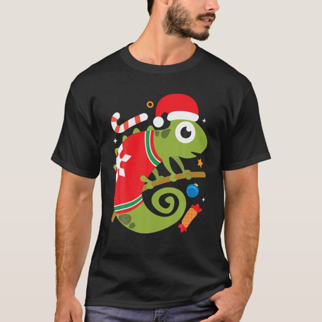 T-shirt Santa Chameleon Funny Cool Christmas Gift (Devant)